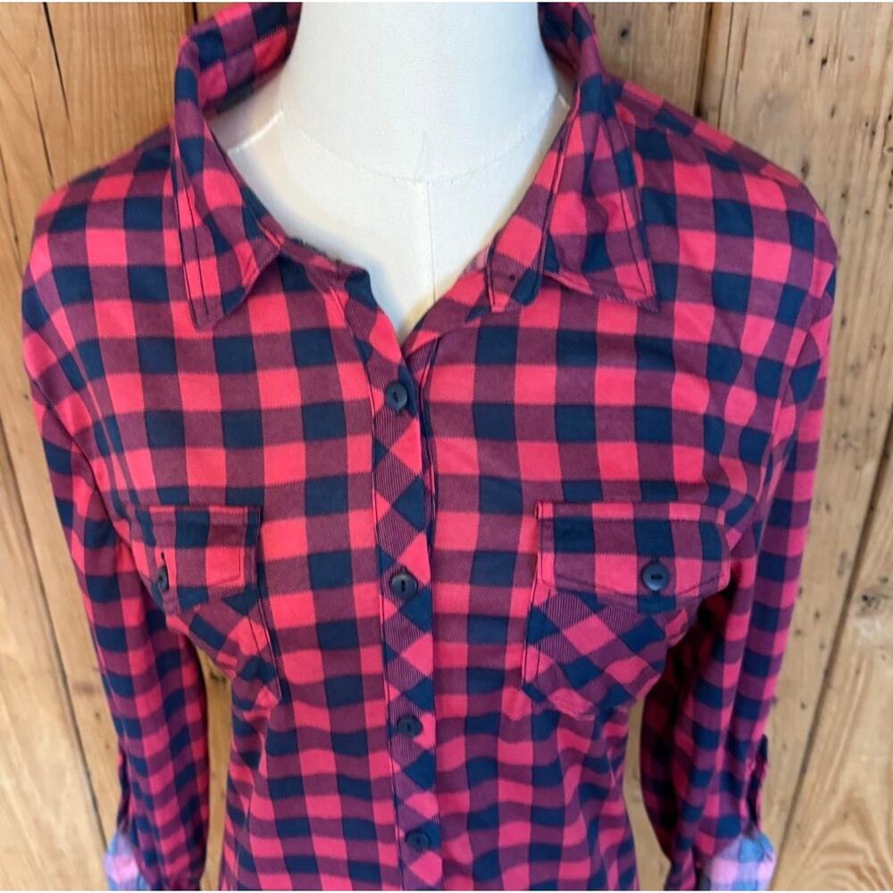 Vintage Passport Plaid Button-Up Shirt Women's Large 90s Retro